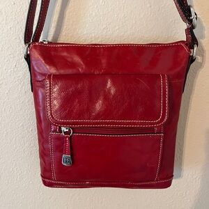 Giani Bernini Red Leather Crossbody Bag with Glossy Finish Never Used